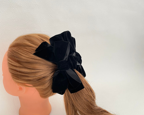 ベロア 特大リボン バンスクリップ ビックリボン リボンバンスクリップ