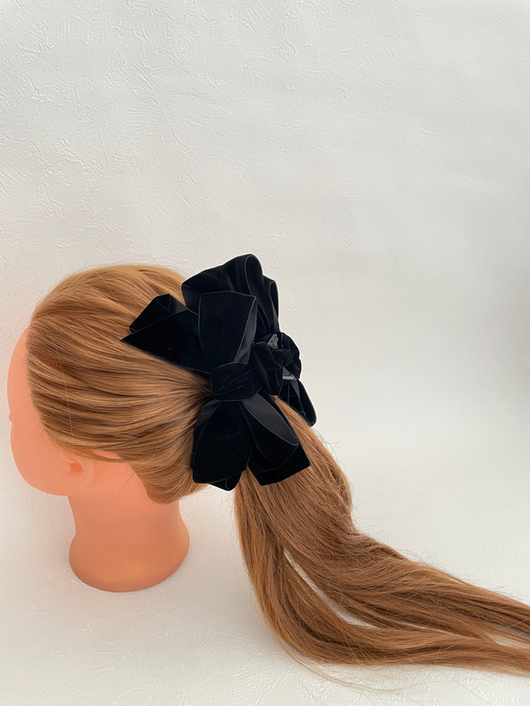 ベロア 特大リボン バンスクリップ ビックリボン リボンバンスクリップ