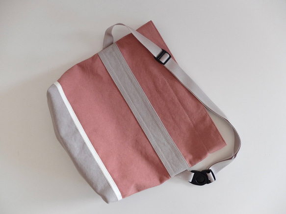 Body bag  ウスベニ×アイスグレー（柔らかな帆布） 3枚目の画像