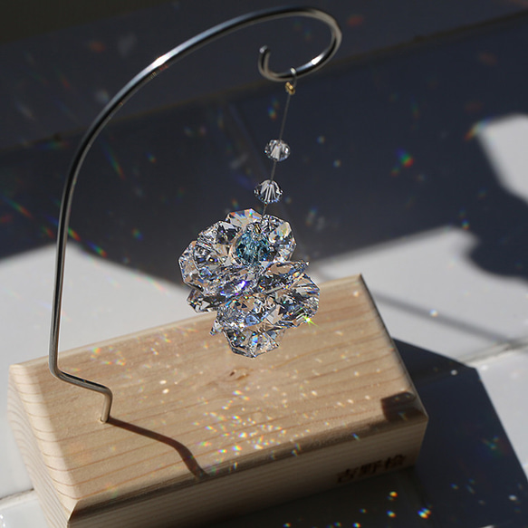 新ひのきワイヤースタンド付き　こんぺいとうちゃん◆SWAROVSKI クリスタル◆置き型◆窓辺が七色 6枚目の画像