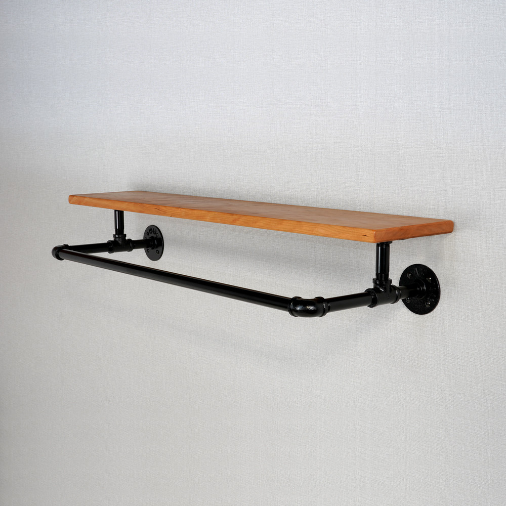 ガス管と天然木無垢材チェリーのハンガーラック 　シンプル 北欧スタイル オシャレ 11,692円