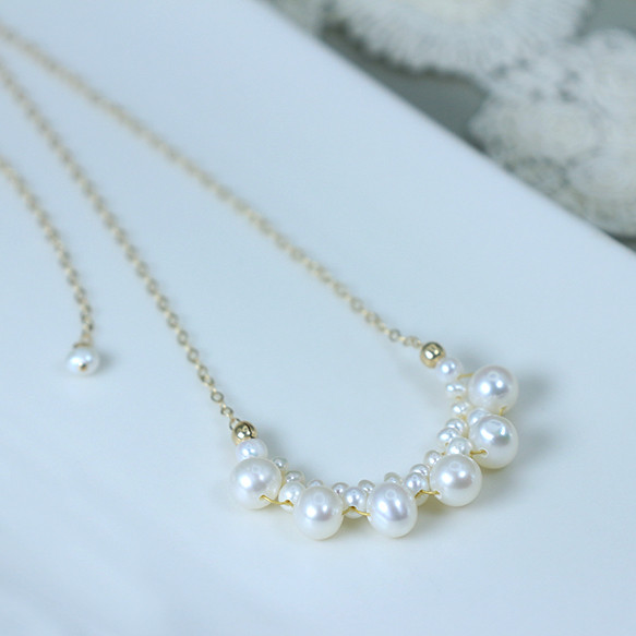 『パリの夜明け』淡水パールネックレス♪ K14GF♪送料無料♪