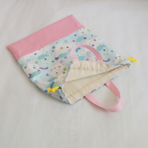 ☆*。30×35｡˚✩ お月様とお星様｡˚✩ 巾着袋 お着替え袋 体操服袋 内布 