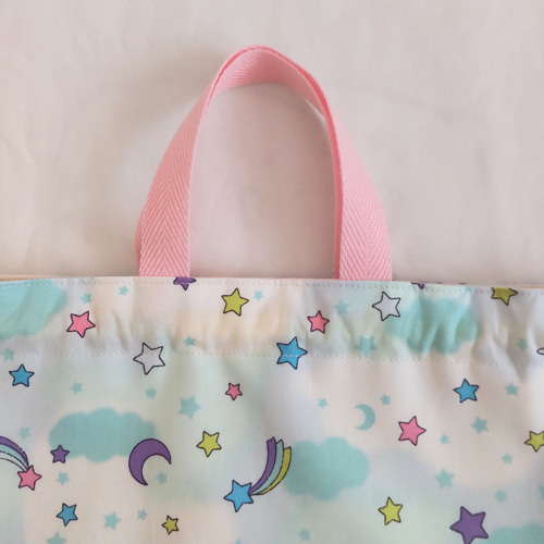 ☆*。30×35｡˚✩ お月様とお星様｡˚✩ 巾着袋 お着替え袋 体操服袋 内布