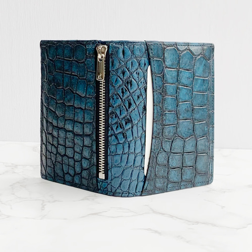 日本製 クロコダイル マット仕上げ 札入れ コンパクトウォレット