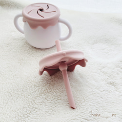 ✳︎3way cup✳︎  シリコン　くすみカラー　バイカラー　コップ　スナックカップ　ストローマグ　出産祝い 11枚目の画像