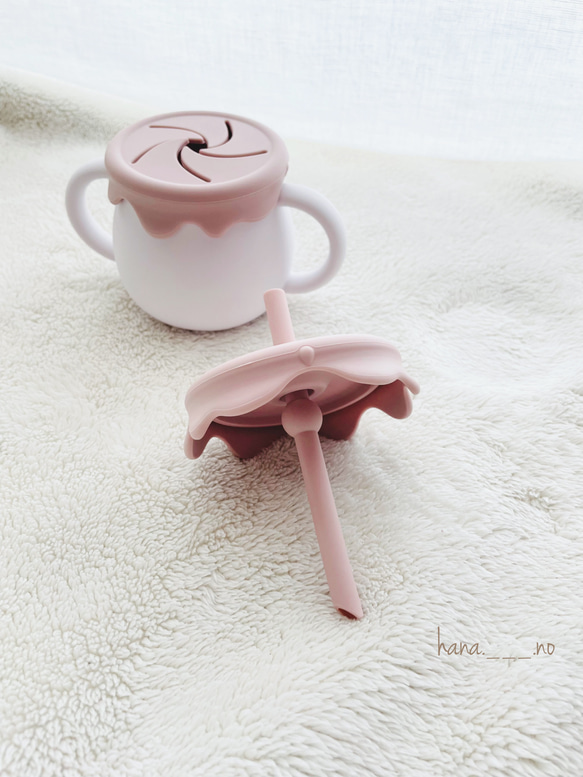 ✳︎3way cup✳︎  シリコン　くすみカラー　バイカラー　コップ　スナックカップ　ストローマグ　出産祝い 11枚目の画像