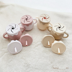 ✳︎3way cup✳︎  シリコン　くすみカラー　バイカラー　コップ　スナックカップ　ストローマグ　出産祝い 13枚目の画像