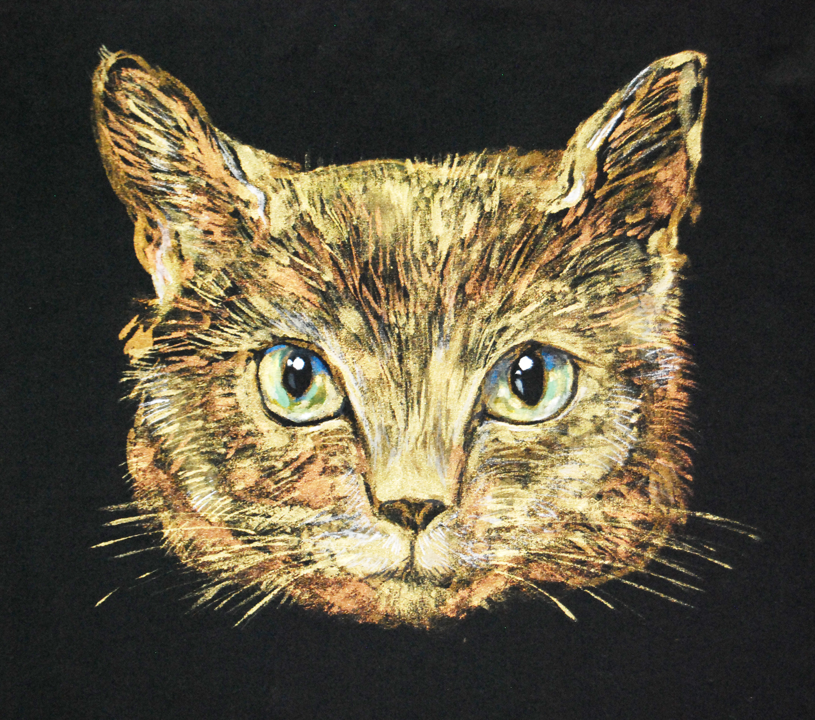 「金色に輝く　私の猫」　ペット　似顔絵 猫 Tシャツ　お好きなポーズ・写真で♪　リアル描写　綿　名入れ　プレゼント