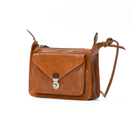 エンリーベグリン レザー ポシェット アイボリー × ブラウン サコッシュ リアルスタイル REAL STYLE お財布ポシェット 本革 ショルダーバッグ