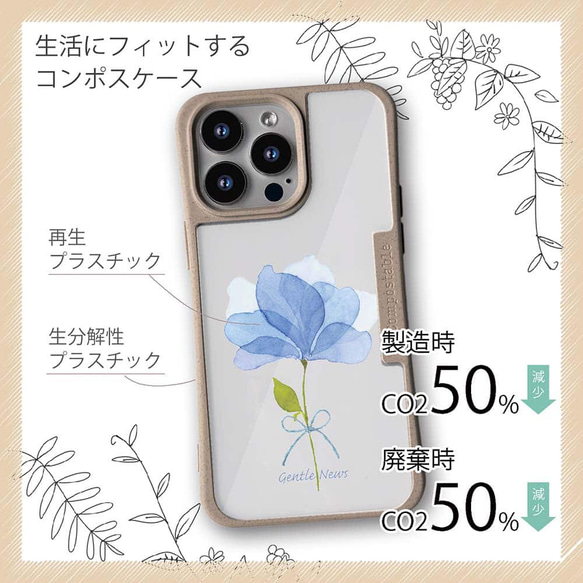 iPhone15/iPhone15Pro/iPhone15Plus/送料無料 TPU風 青い花 嬉しいニュース 花柄 7枚目の画像