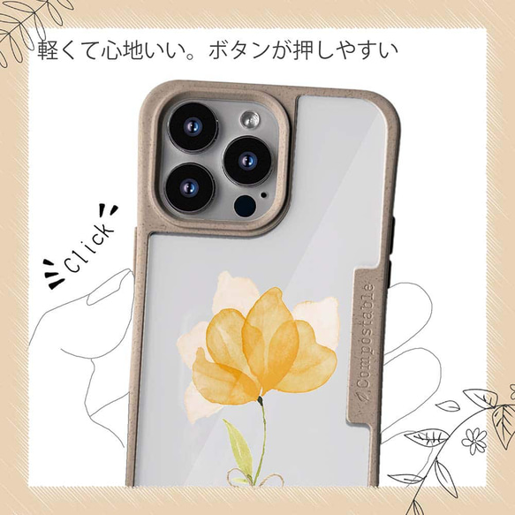 iPhone15/iPhone15Pro/iPhone15Plus/送料無料 TPU風 黄色の花 自然の美しさ 花柄 13枚目の画像