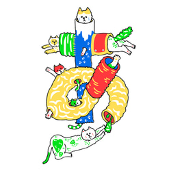 【イラストポストカード】ほいほいねこ〜まんまと“ありがとう”の形に集められたねこさんたち〜【3枚セット】 4枚目の画像