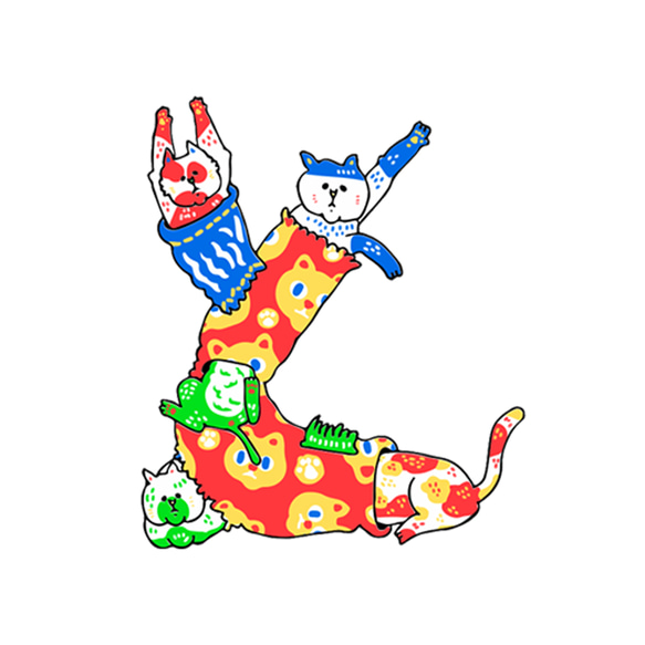 【イラストポストカード】ほいほいねこ〜まんまと“ありがとう”の形に集められたねこさんたち〜【3枚セット】 7枚目の画像