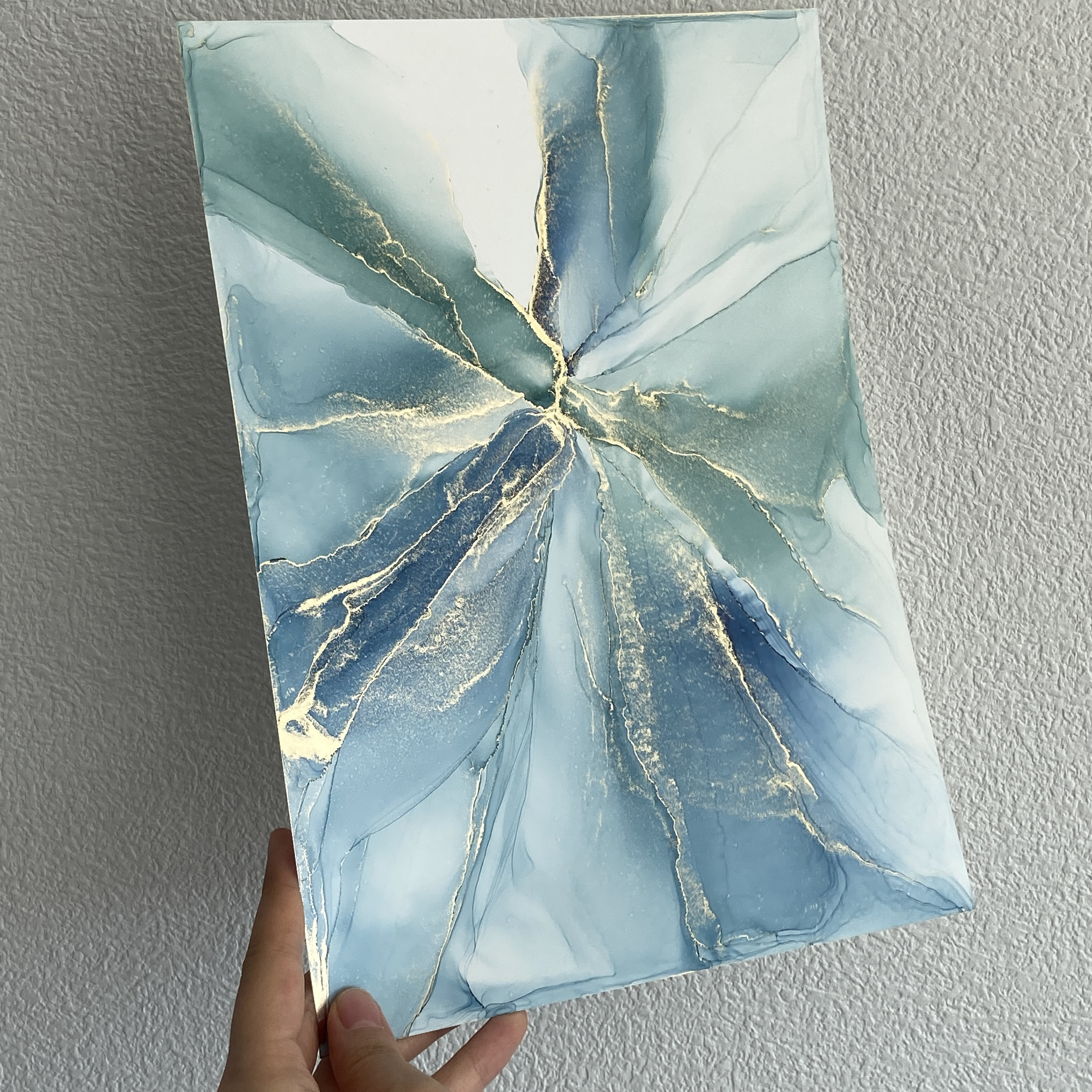 アルコールインクアート No.A-109 ブルー グリーン ゴールド