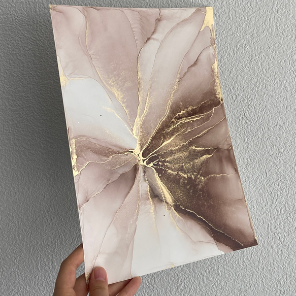 アルコールインクアートアクリル時計 ブラウン大理石柄 アルコールインクアートアクリル時計 ブラウン大理石柄