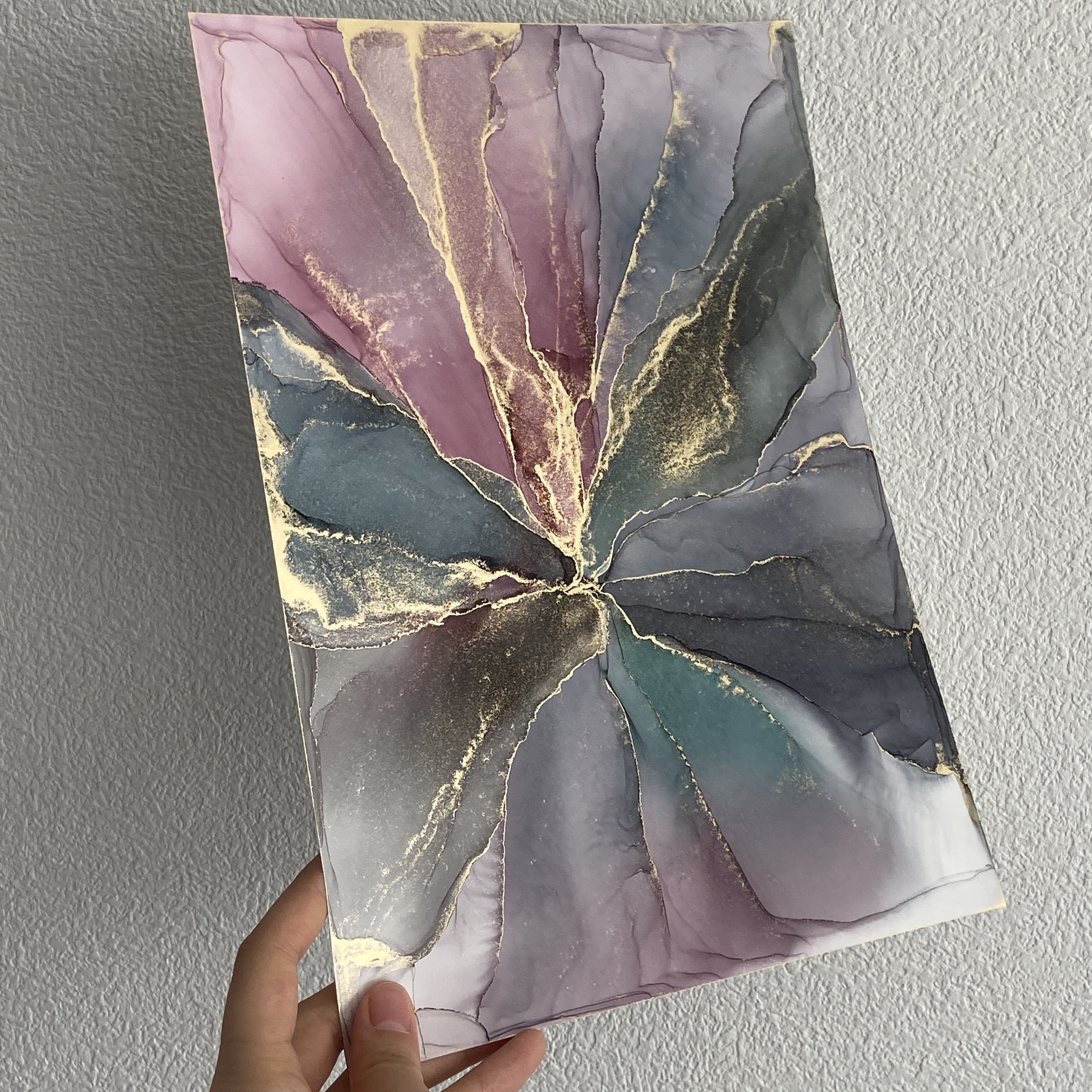 アルコールインクアート No.A-115 ダスティピンク ダスティエメラルドグリーン ダスティパープル ゴールド