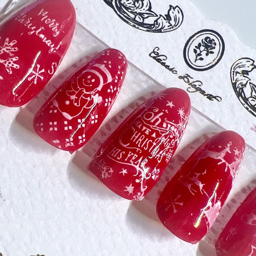 スキニーオーバル クリスマス ネイルチップ ネイルチップ(つけ スキニーオーバル クリスマス ネイルチップ ネイルチップ(つけ