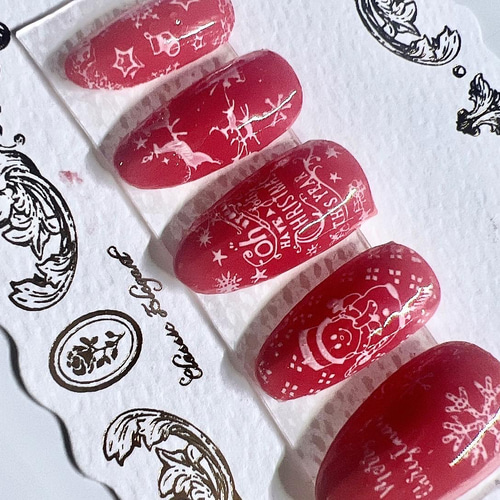 スキニーオーバル クリスマス ネイルチップ ネイルチップ（つけ爪） み