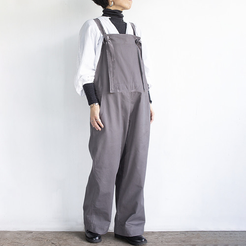 秋冬サロペット 厚手コットン（グレー） ロングパンツ ngaco