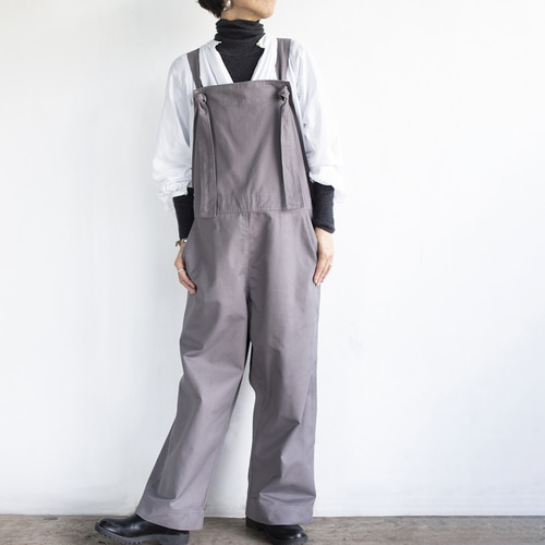 秋冬サロペット 厚手コットン（グレー） ロングパンツ ngaco
