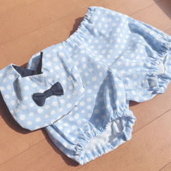 水玉模様のスタイとかぼちゃパンツ】 水玉 ドット セット お揃い 
