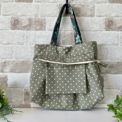 &lt;限1件&gt; [拉鍊M碼] Antique Rose Cotton Linen Granny Bag 綠色 第4張的照片
