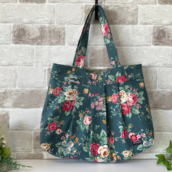 &lt;限1件&gt; [拉鍊M碼] Antique Rose Cotton Linen Granny Bag 綠色 第1張的照片