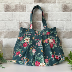 &lt;限1件&gt; [拉鍊M碼] Antique Rose Cotton Linen Granny Bag 綠色 第3張的照片