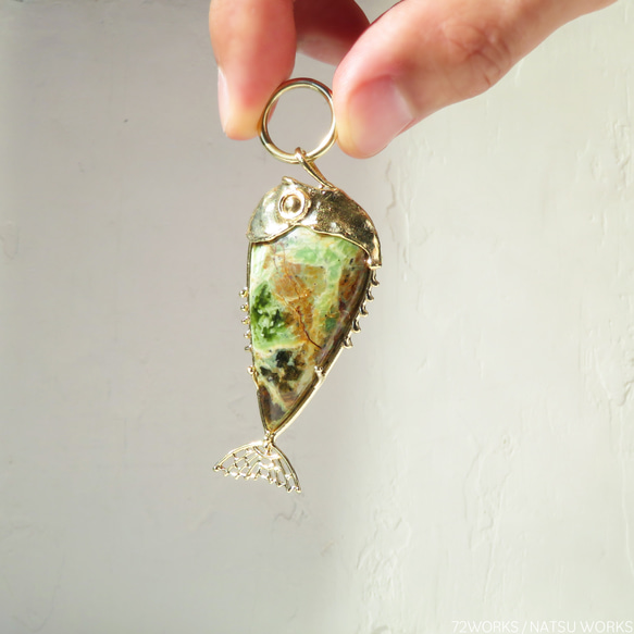 カルセドニー フィッシュ チャーム / Chrome Chalcedony Fish charms 5枚目の画像