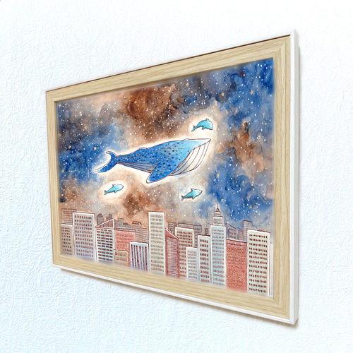 受注制作】深夜0時【クジラとイルカ】 絵画 kuro 通販 14932884