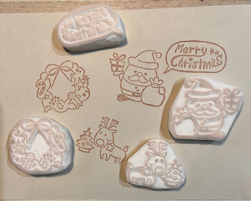 消しゴムはんこ ゆるサンタのクリスマス❤︎ はんこ・スタンプ natsu