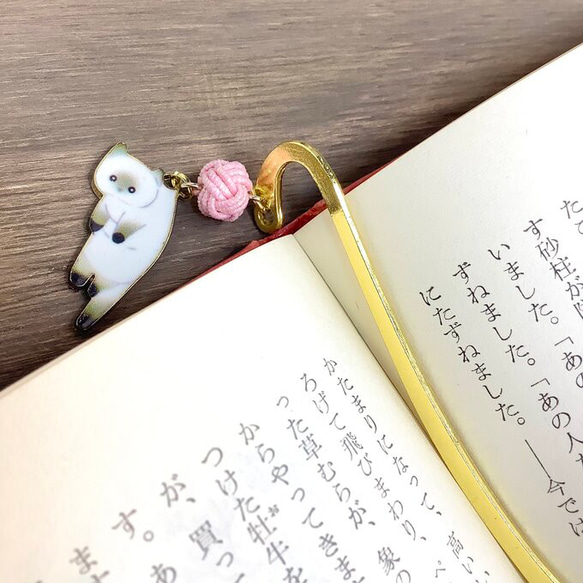 水引“Mizuhiki”製作　書籤　貓　日式　可愛的 第3張的照片