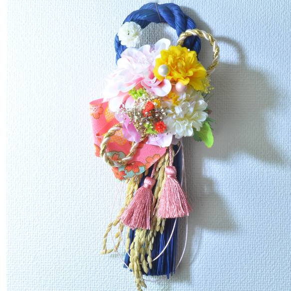「幸せを呼ぶ」 お正月 しめ縄飾り おしゃれ 手作り ハンドメイド | mini_blue 2枚目の画像