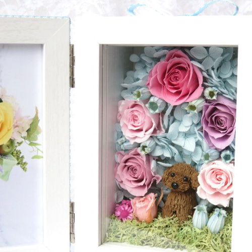 アートフレーム　ピンクの薔薇 気品ある額縁に埋めつくされた薔薇の絵画(モザイク)【ガーデン