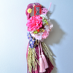 「幸せを呼ぶ」 お正月 しめ縄飾り おしゃれ 手作り ハンドメイド |タッセル ワイン01 11枚目の画像