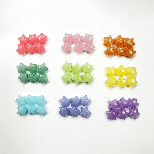 9色から選択【約9.5mm 50個】ミルキーカラースタービーズ ぷっくり 