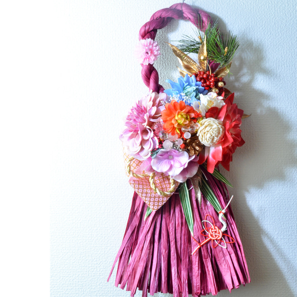 お正月しめ縄＊ハンドメイド 24日迄 ワンコインSALE「幸せを呼ぶ」 お正月 しめ縄飾り