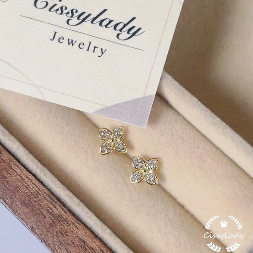 PANDORA 成 Butterfly Gold Stud スタッド イヤリング 