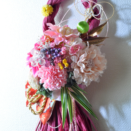 幸せを呼ぶ」 お正月 しめ縄飾り おしゃれ 手作り ハンドメイド