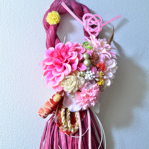 幸せを呼ぶ」 お正月 しめ縄飾り おしゃれ 手作り ハンドメイド