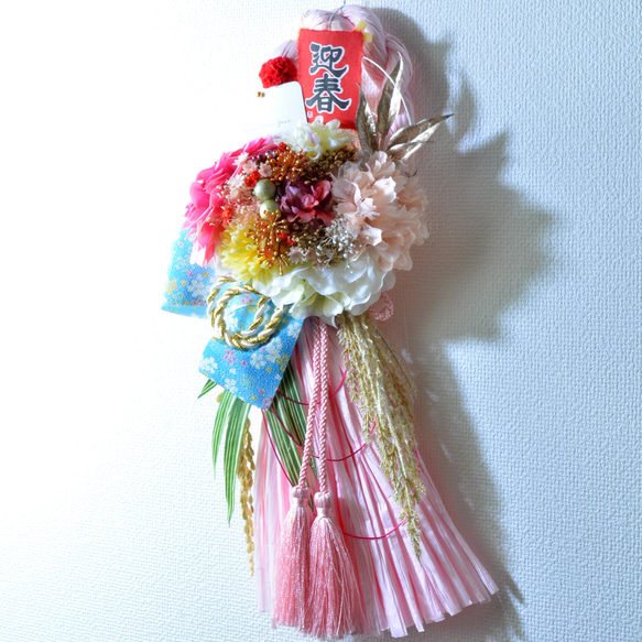 「幸せを呼ぶ」 お正月 しめ縄飾り おしゃれ 手作り ハンドメイド |タッセル ピンク01 8枚目の画像