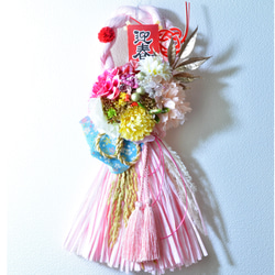 「幸せを呼ぶ」 お正月 しめ縄飾り おしゃれ 手作り ハンドメイド |タッセル ピンク01 1枚目の画像