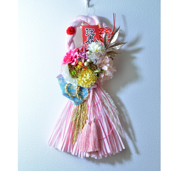 「幸せを呼ぶ」 お正月 しめ縄飾り おしゃれ 手作り ハンドメイド |タッセル ピンク01 5枚目の画像