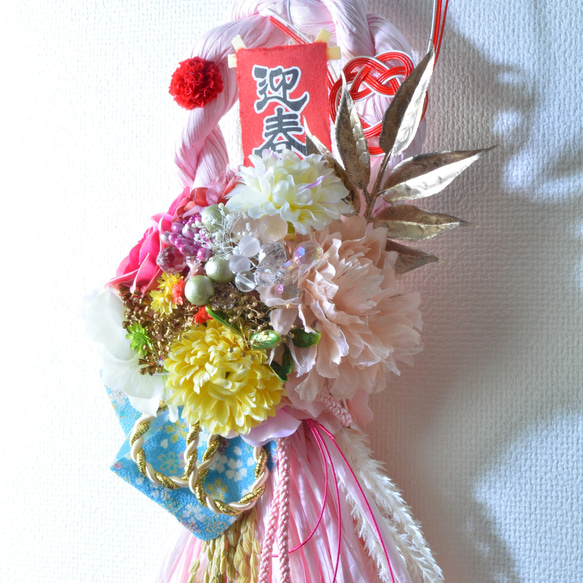 「幸せを呼ぶ」 お正月 しめ縄飾り おしゃれ 手作り ハンドメイド |タッセル ピンク01 9枚目の画像