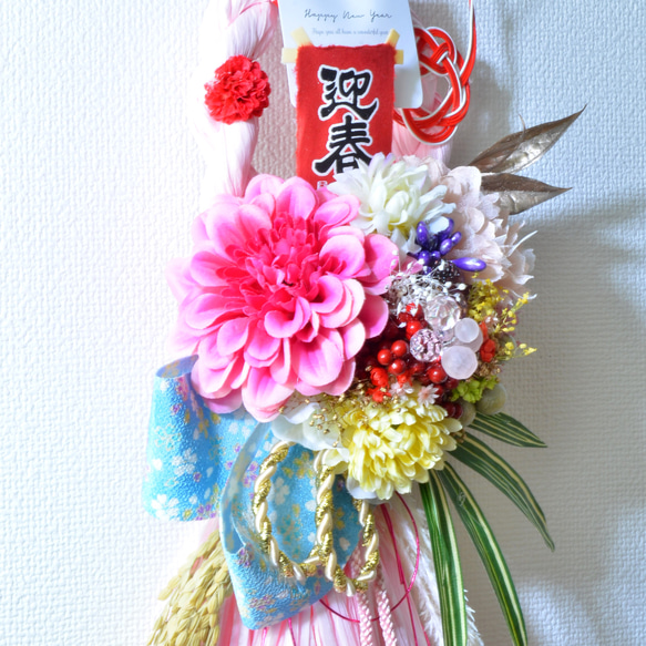 「幸せを呼ぶ」 お正月 しめ縄飾り おしゃれ 手作り ハンドメイド |タッセル ピンク01 4枚目の画像