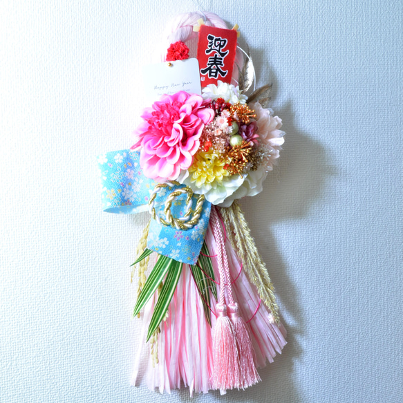 「幸せを呼ぶ」 お正月 しめ縄飾り おしゃれ 手作り ハンドメイド |タッセル ピンク01 13枚目の画像