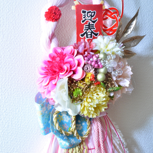 「幸せを呼ぶ」 お正月 しめ縄飾り おしゃれ 手作り ハンドメイド |タッセル ピンク01 12枚目の画像