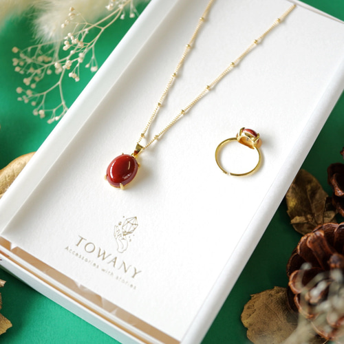 九谷焼》オーバルネックレス・リングセット [ color 灯火 ] 【送料無料