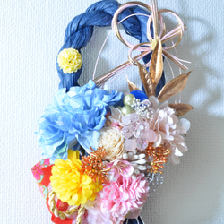 「幸せを呼ぶ」 お正月 しめ縄飾り おしゃれ 手作り ハンドメイド |タッセル ブルー０4 3枚目の画像